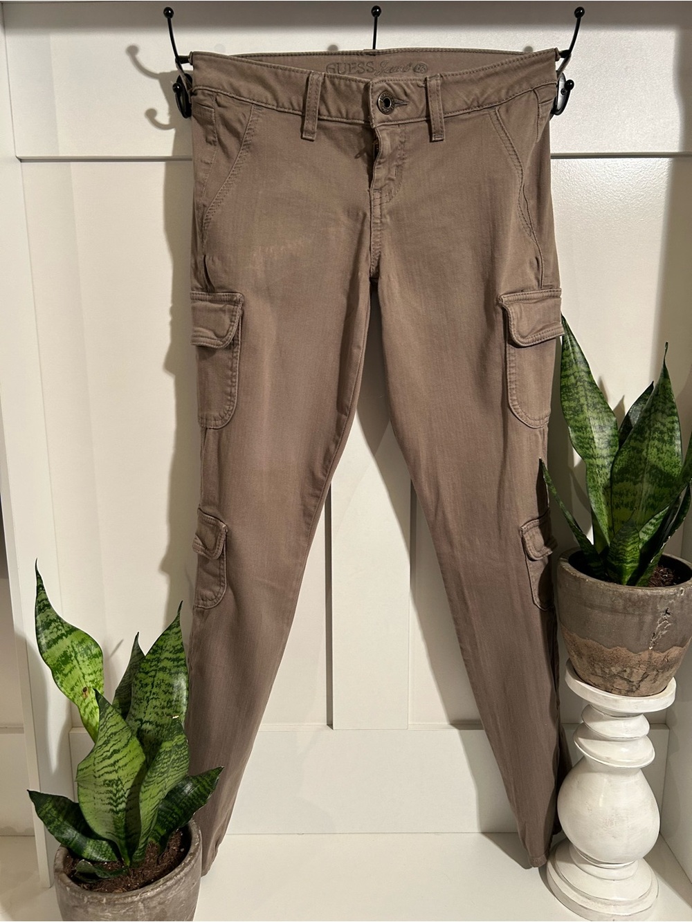Guess Jeans Taupe Skinny Pants with Red Brand Tab Vintage